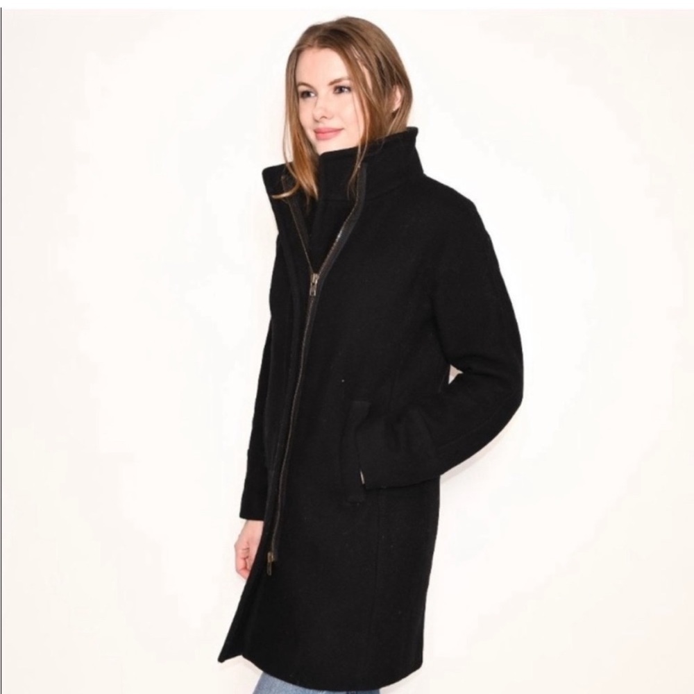 J. Crew Stadium Cloth Cocoon Wool Coat - Nello Gori, Color Black, Size 4.